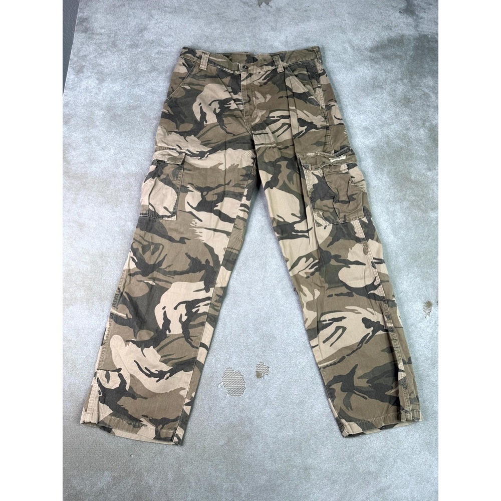 Wrangler Legacy Cargo Twill Pants Men 30x30 Brown Camouflage Cotton Straight Leg